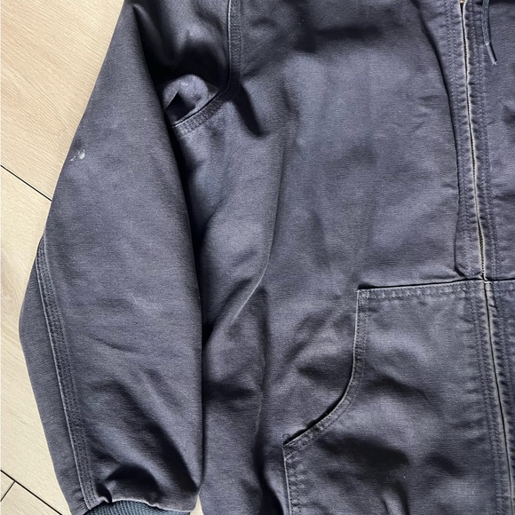 Vintage Carhartt J130 Dark Blue/Gray Hooded Jacket - Picture 3 of 12